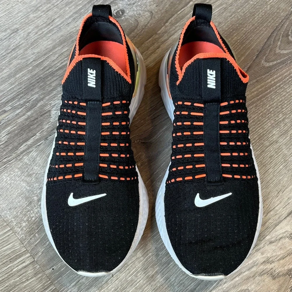 Nike React Phantom Run Flyknit 2 Running Shoe Black Mango Women 6.5 UK 4 EU 37.5
